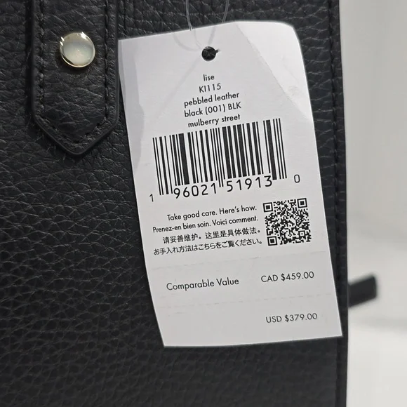 NWT ✅ KATE SPADE Mulberry Street Lise Leather Satchel BLACK KI115 ✨ NWT - Picture 8 of 16